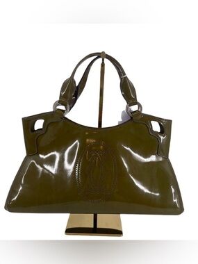Beautiful Olive Green Cartier Patent Leather Handbag — Discontinued